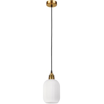 Lámpara colgante con cable HECTOR 1xE27/15W/230V blanco/latón Ø 14 cm