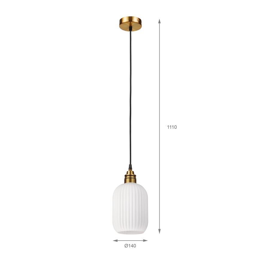 Lámpara colgante con cable HECTOR 1xE27/15W/230V blanco/latón Ø 14 cm