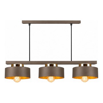 Lámpara colgante con cable IGNIA 3xE27/60W/230V marrón/dorado