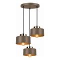 Lámpara colgante con cable IGNIA 3xE27/60W/230V marrón/dorado