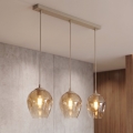 Lámpara colgante con cable ISTAR 3xE27/15W/230V beige/ahumado beige