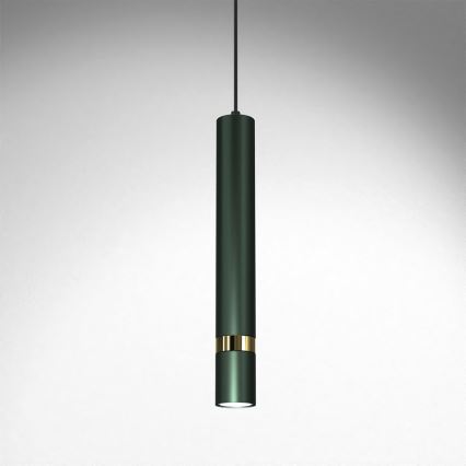 Lámpara colgante con cable JOKER 1xGU10/25W/230V verde/dorado