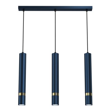 Lámpara colgante con cable JOKER 3xGU10/25W/230V azul/dorado