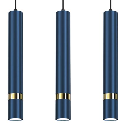 Lámpara colgante con cable JOKER 3xGU10/25W/230V azul/dorado