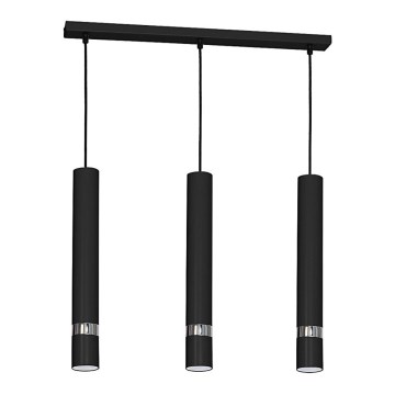 Lámpara colgante con cable JOKER 3xGU10/25W/230V negra/cromo brillante