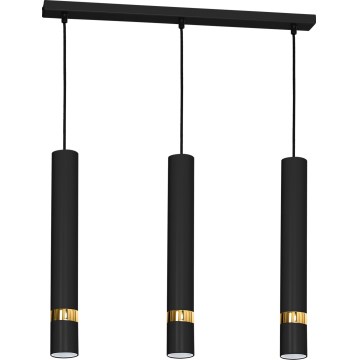 Lámpara colgante con cable JOKER 3xGU10/25W/230V negra/dorada