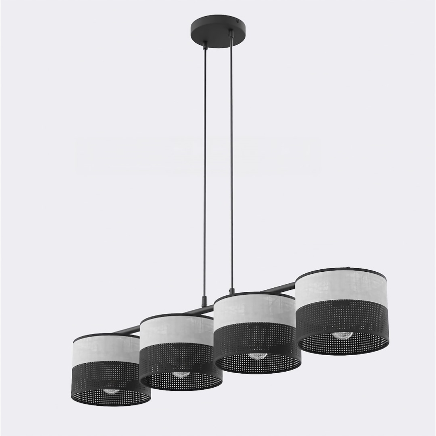 Lámpara colgante con cable KARBON 4xE27/15W/230V negro/gris