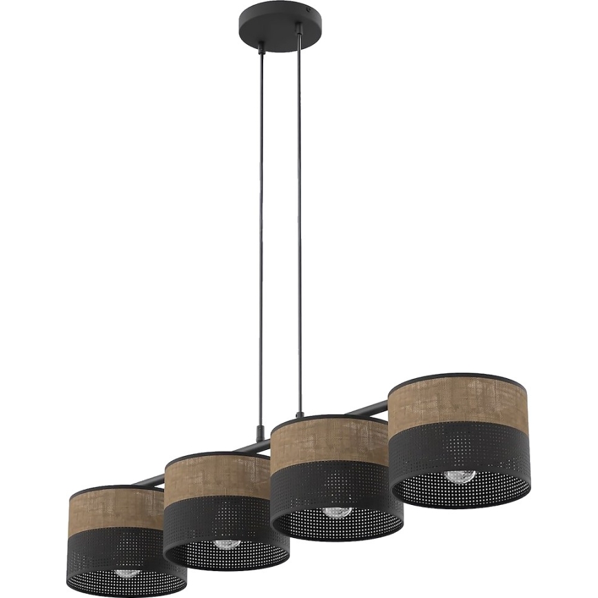 Lámpara colgante con cable KARBON 4xE27/15W/230V negro/marrón