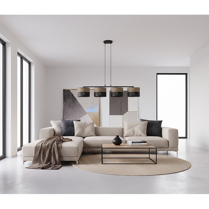 Lámpara colgante con cable KARBON 4xE27/15W/230V negro/marrón