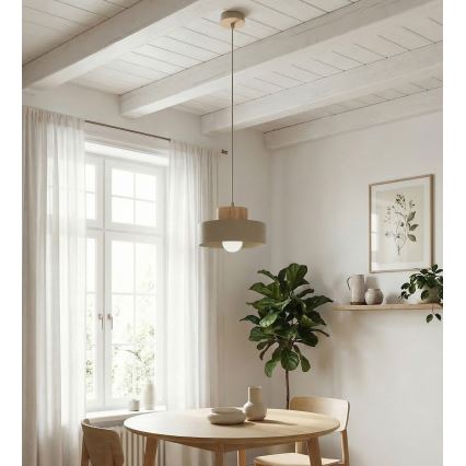Lámpara colgante con cable KIVI 1xE27/15W/230V beige