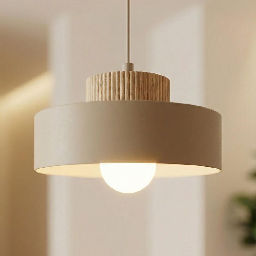 Lámpara colgante con cable KIVI 1xE27/15W/230V beige