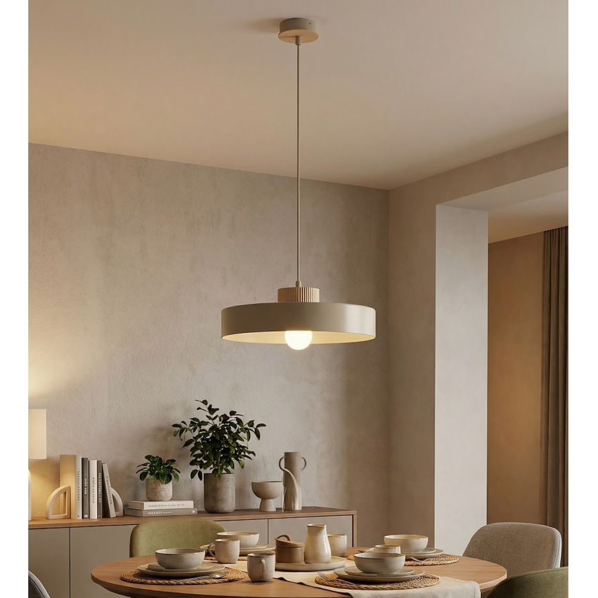 Lámpara colgante con cable KIVI 1xE27/15W/230V beige