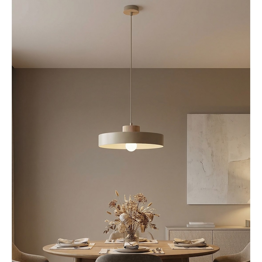 Lámpara colgante con cable KIVI 1xE27/15W/230V beige