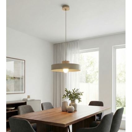 Lámpara colgante con cable KIVI 1xE27/15W/230V beige