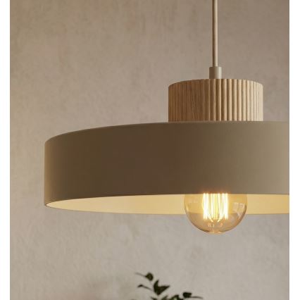 Lámpara colgante con cable KIVI 1xE27/15W/230V beige
