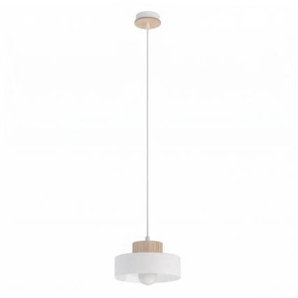 Lámpara colgante con cable KIVI 1xE27/15W/230V blanca