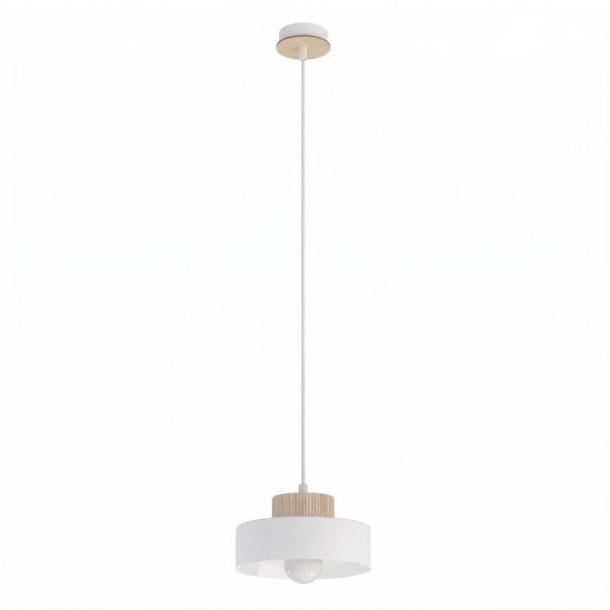 Lámpara colgante con cable KIVI 1xE27/15W/230V blanca