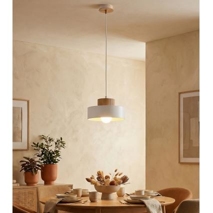 Lámpara colgante con cable KIVI 1xE27/15W/230V blanca