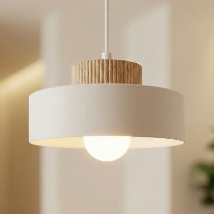 Lámpara colgante con cable KIVI 1xE27/15W/230V blanca