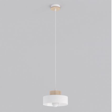 Lámpara colgante con cable KIVI 1xE27/15W/230V blanca
