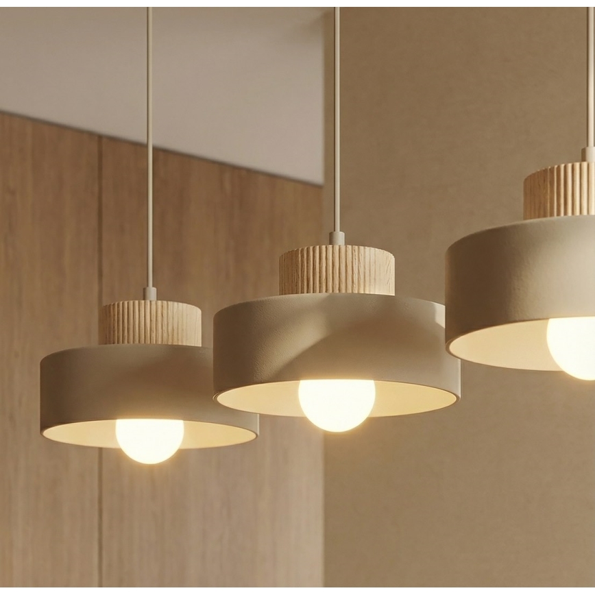 Lámpara colgante con cable KIVI 3xE27/15W/230V beige