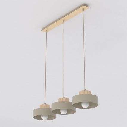 Lámpara colgante con cable KIVI 3xE27/15W/230V beige