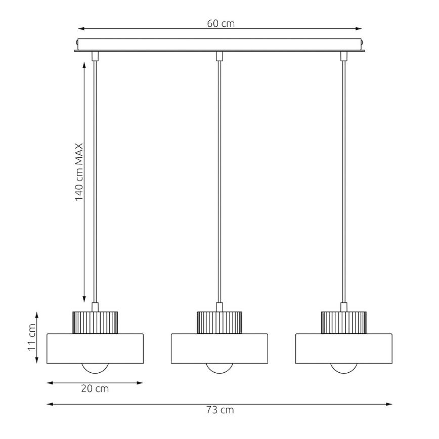 Lámpara colgante con cable KIVI 3xE27/15W/230V beige