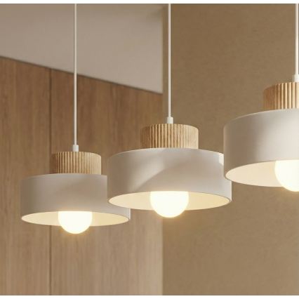Lámpara colgante con cable KIVI 3xE27/15W/230V blanca