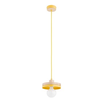 Lámpara colgante con cable LARSO 1xE27/15W/230V amarillo/beige