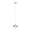 Lámpara colgante con cable LARSO 1xE27/15W/230V rosa/beige