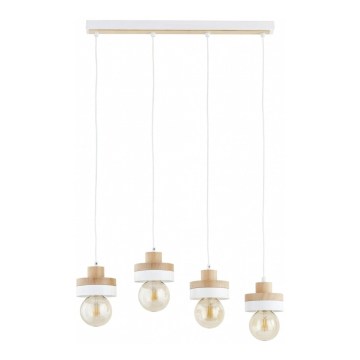 Lámpara colgante con cable LARSO 4xE27/15W/230V blanco/beige