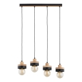 Lámpara colgante con cable LARSO 4xE27/15W/230V negro/beige