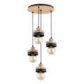 Lámpara colgante con cable LARSO 4xE27/15W/230V negro/beige