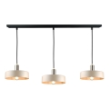 Lámpara colgante con cable LATTE 3xE27/60W/230V beige/negro/dorado