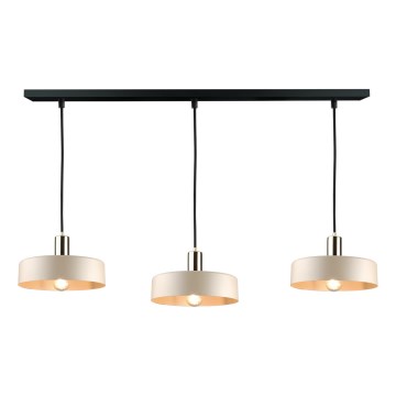 Lámpara colgante con cable LATTE 3xE27/60W/230V beige/negro/dorado