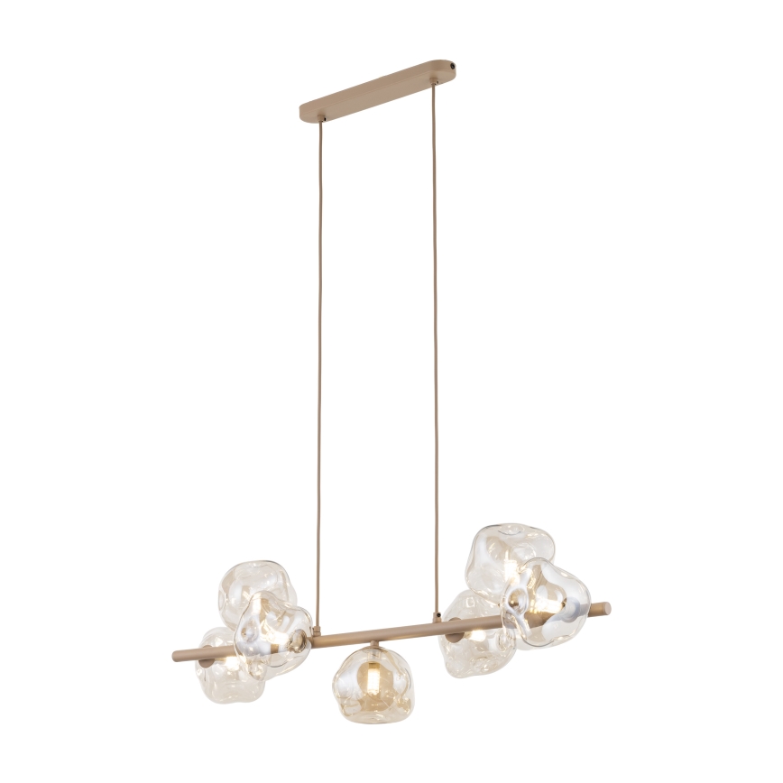 Lámpara colgante con cable LAVA 7xG9/8W/230V beige/ahumado
