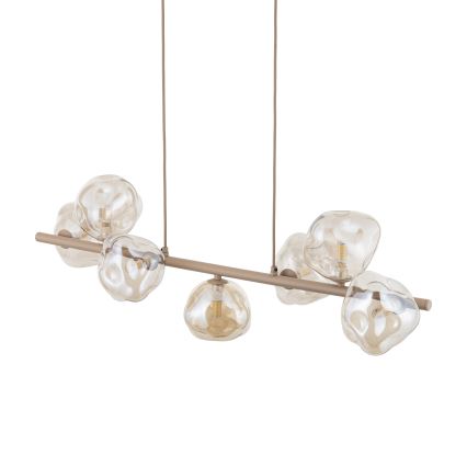Lámpara colgante con cable LAVA 7xG9/8W/230V beige/ahumado