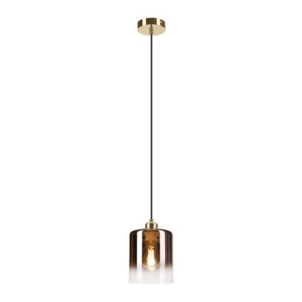 Lámpara colgante con cable LIAH 1xE27/15W/230V dorado/marrón ahumado