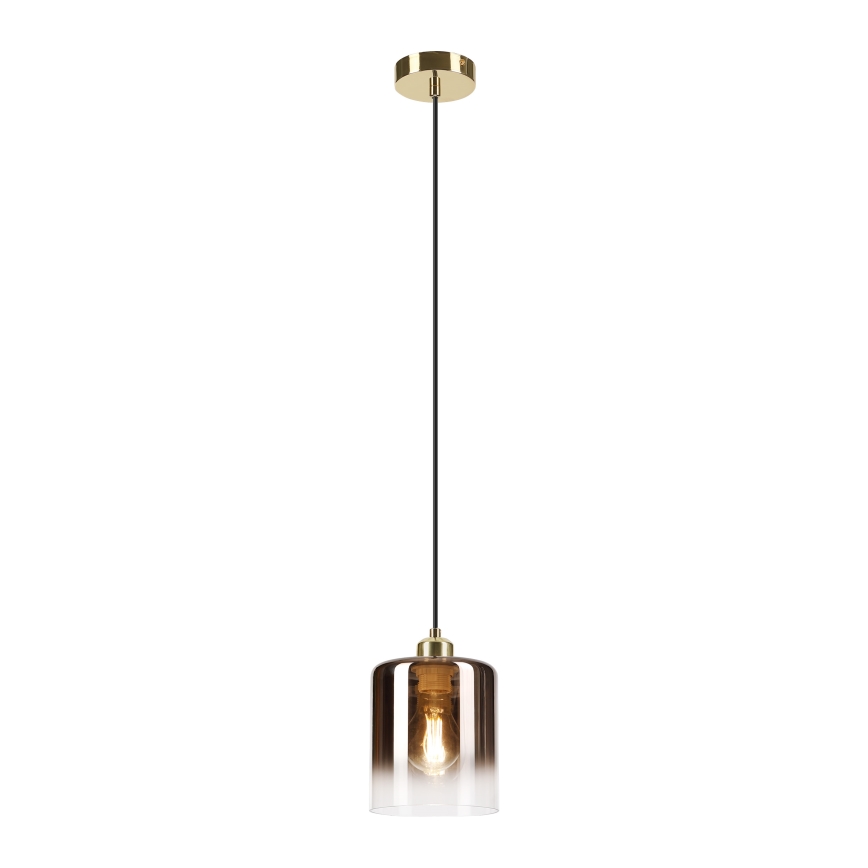 Lámpara colgante con cable LIAH 1xE27/15W/230V dorado/marrón ahumado