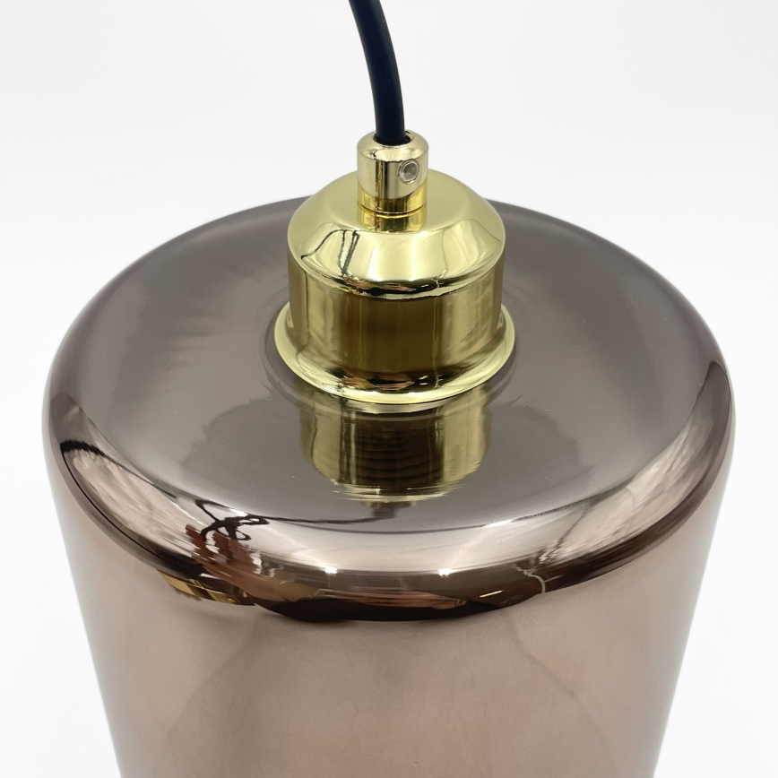 Lámpara colgante con cable LIAH 1xE27/15W/230V dorado/marrón ahumado