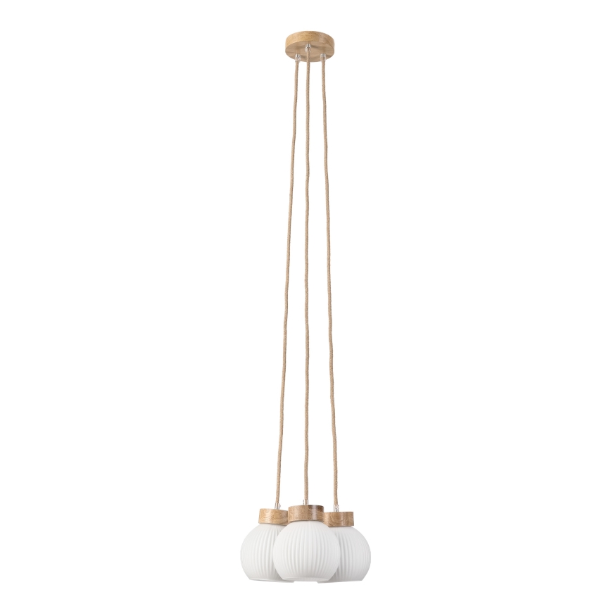 Lámpara colgante con cable LOOMIS 3xE27/15W/230V 130 cm beige/roble