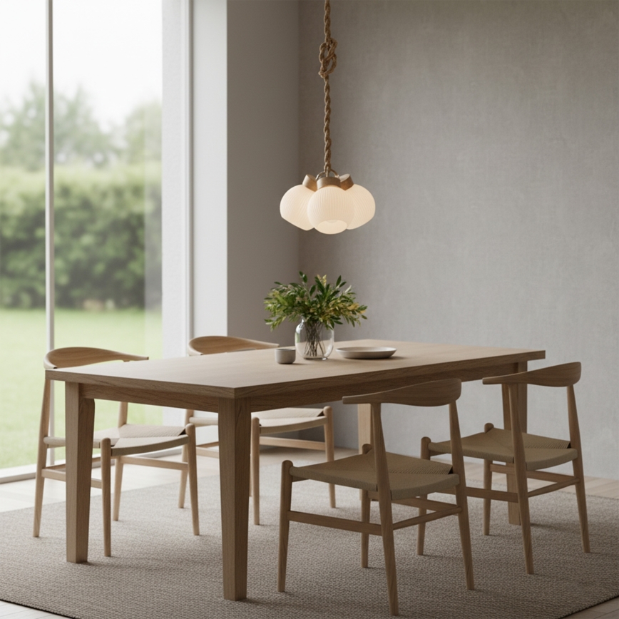 Lámpara colgante con cable LOOMIS 3xE27/15W/230V 130 cm beige/roble