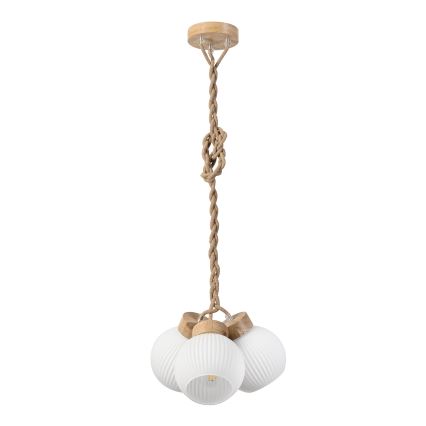 Lámpara colgante con cable LOOMIS 3xE27/15W/230V 130 cm beige/roble