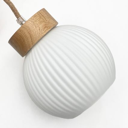 Lámpara colgante con cable LOOMIS 5xE27/15W/230V 130 cm beige/roble