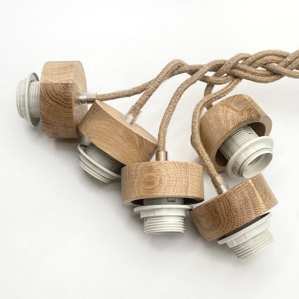 Lámpara colgante con cable LOOMIS 5xE27/15W/230V 83 cm beige/roble