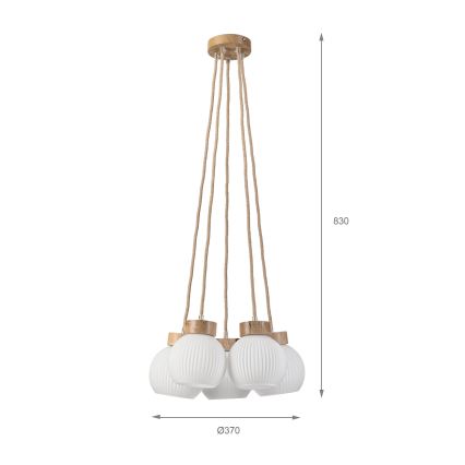Lámpara colgante con cable LOOMIS 5xE27/15W/230V 83 cm beige/roble