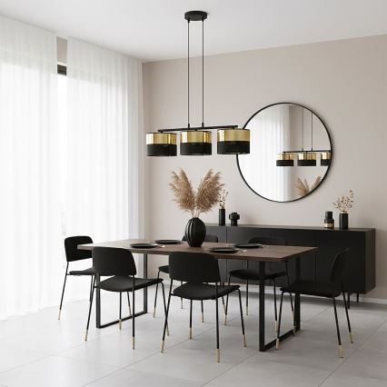 Lámpara colgante con cable LUX 3xE27/15W/230V negra/dorada