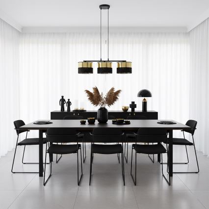 Lámpara colgante con cable LUX 3xE27/15W/230V negra/dorada