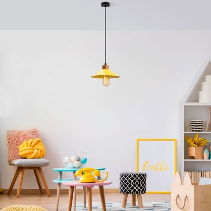 Lámpara colgante con cable MANAVGAT 1xE27/40W/230V amarillo/marrón