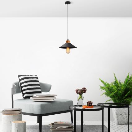 Lámpara colgante con cable MANAVGAT 1xE27/40W/230V negro/marrón